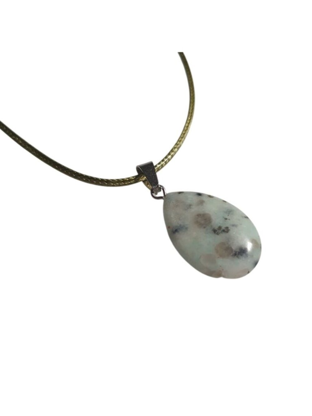 Green Gemstone Teardrop Pendant Necklace Adjustable Lightweight Jewelry Gift
